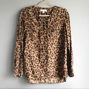 Michael Kors Leopard Print Silk Blouse (small)